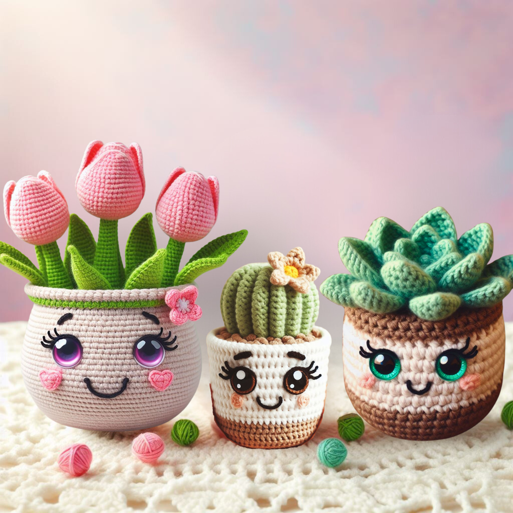 3 in 1:  Happy Plants  – Crochet Pattern