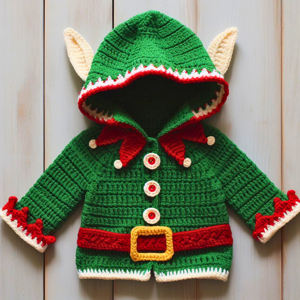 4 in 1 ALL SIZES Christmas Hooded Cardigans  – Crochet Pattern