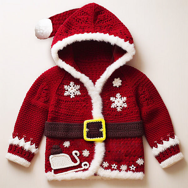 4 in 1 ALL SIZES Christmas Hooded Cardigans  – Crochet Pattern