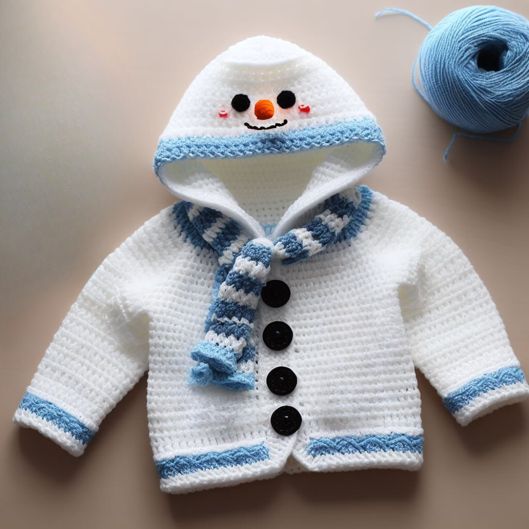 All Sizes Snowman Cardigan  – Crochet Pattern