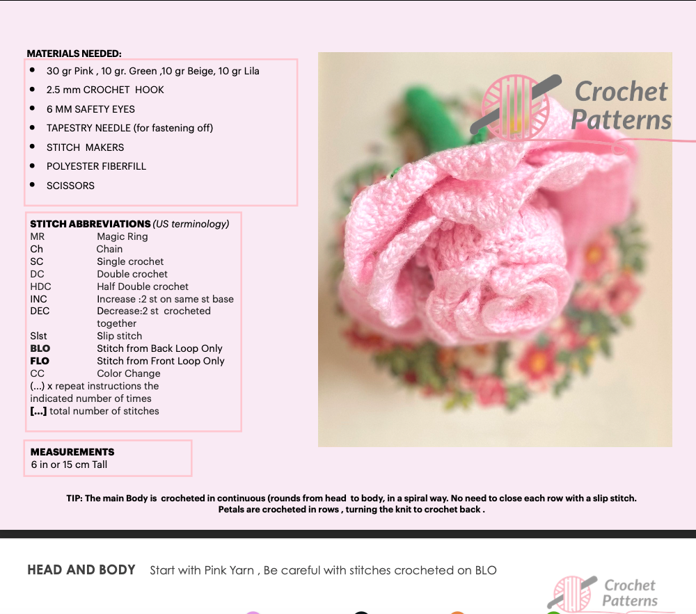 Reversible Rose Doll Pattern – Crochet Pattern