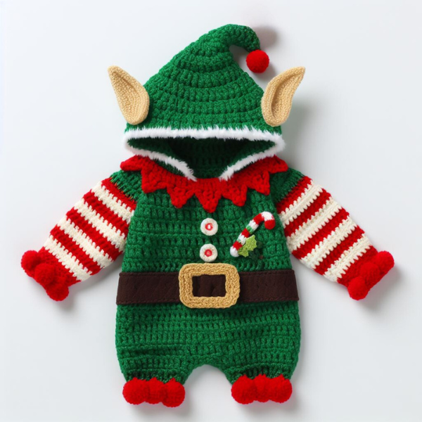 6 in 1 : Mega Christmas Baby Jumpsuits Set  – Crochet Pattern